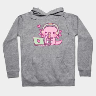 Cute Axolotl Loves Instant Noodles And Anime Hoodie